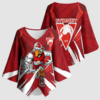 Sydney Swans Australian Football Kimono Sleeve Blouse Muscular Swan Mascot - Bold Team Colors