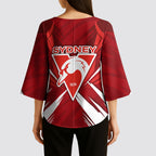 Sydney Swans Australian Football Kimono Sleeve Blouse Muscular Swan Mascot - Bold Team Colors