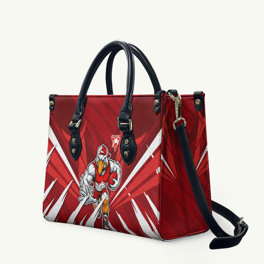 Sydney Swans Australian Football Leather Bag Muscular Swan Mascot - Bold Team Colors