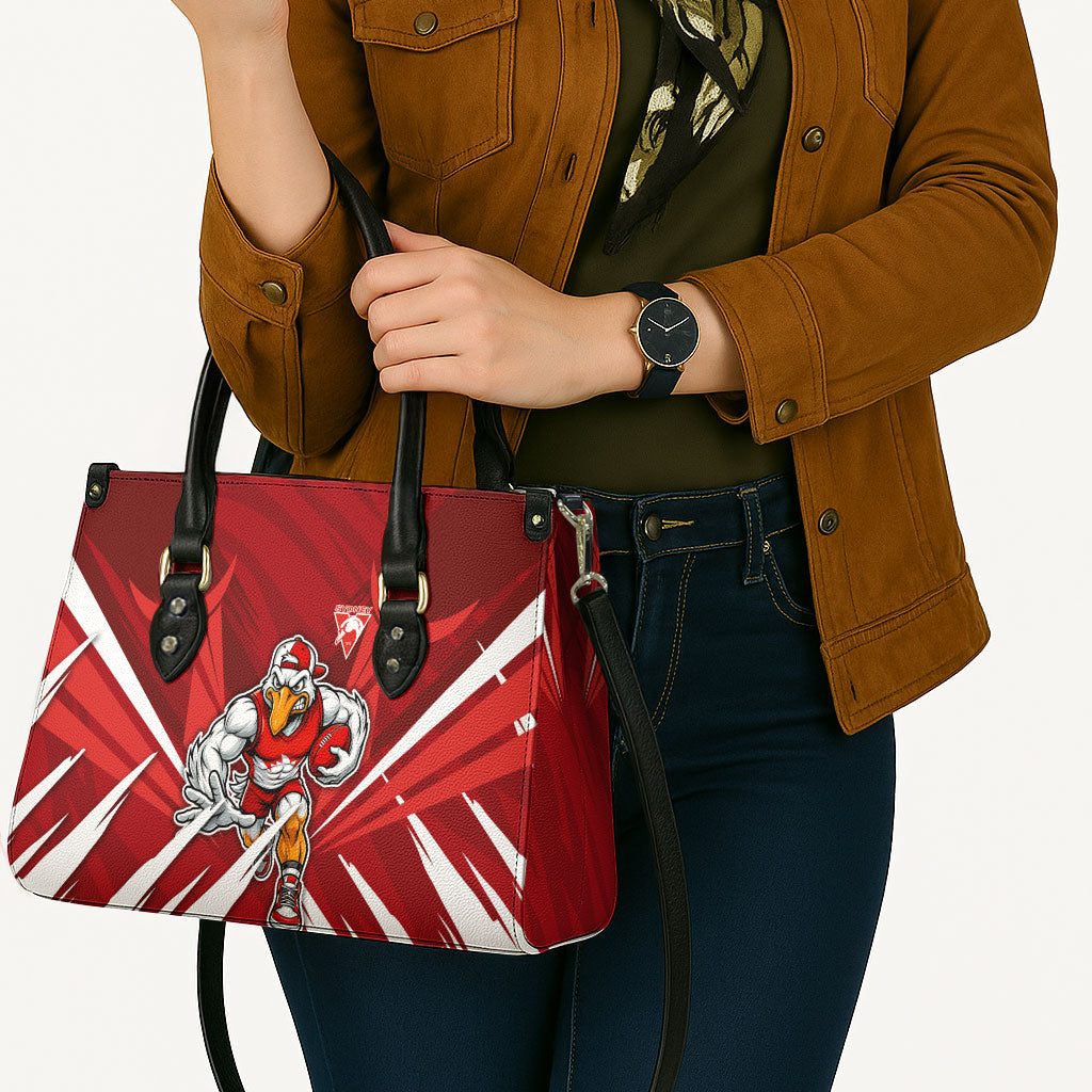 Sydney Swans Australian Football Leather Bag Muscular Swan Mascot - Bold Team Colors