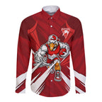 Sydney Swans Australian Football Long Sleeve Button Shirt Muscular Swan Mascot - Bold Team Colors