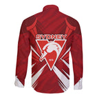 Sydney Swans Australian Football Long Sleeve Button Shirt Muscular Swan Mascot - Bold Team Colors
