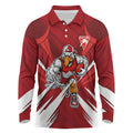 Sydney Swans Australian Football Long Sleeve Polo Shirt Muscular Swan Mascot - Bold Team Colors