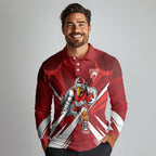 Sydney Swans Australian Football Long Sleeve Polo Shirt Muscular Swan Mascot - Bold Team Colors