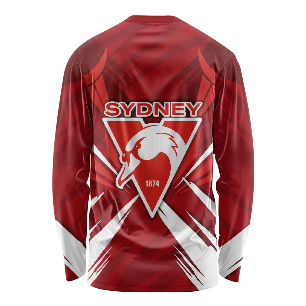 Sydney Swans Australian Football Long Sleeve Shirt Muscular Swan Mascot - Bold Team Colors