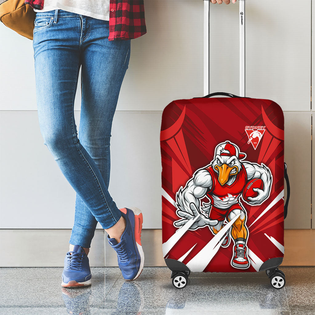 Sydney Swans Australian Football Luggage Cover Muscular Swan Mascot - Bold Team Colors