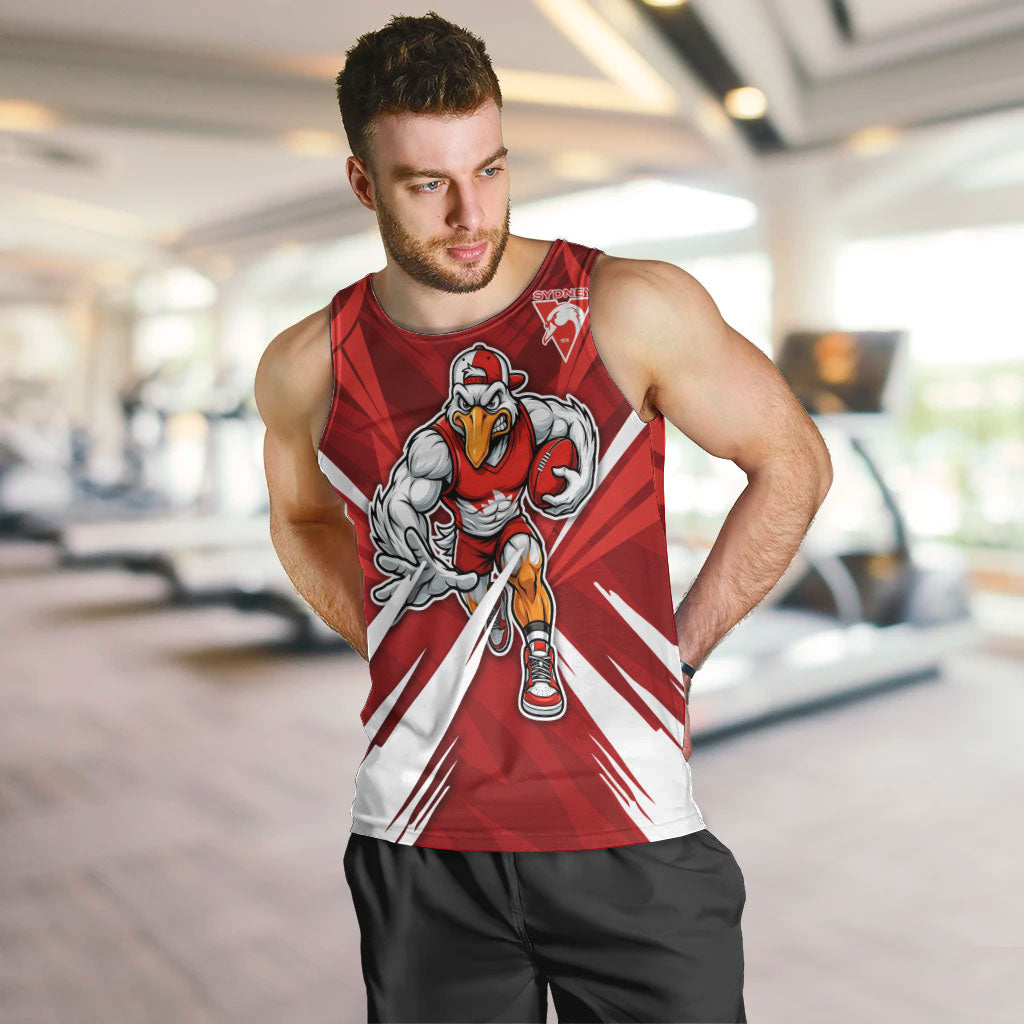 Sydney Swans Australian Football Men Tank Top Muscular Swan Mascot - Bold Team Colors