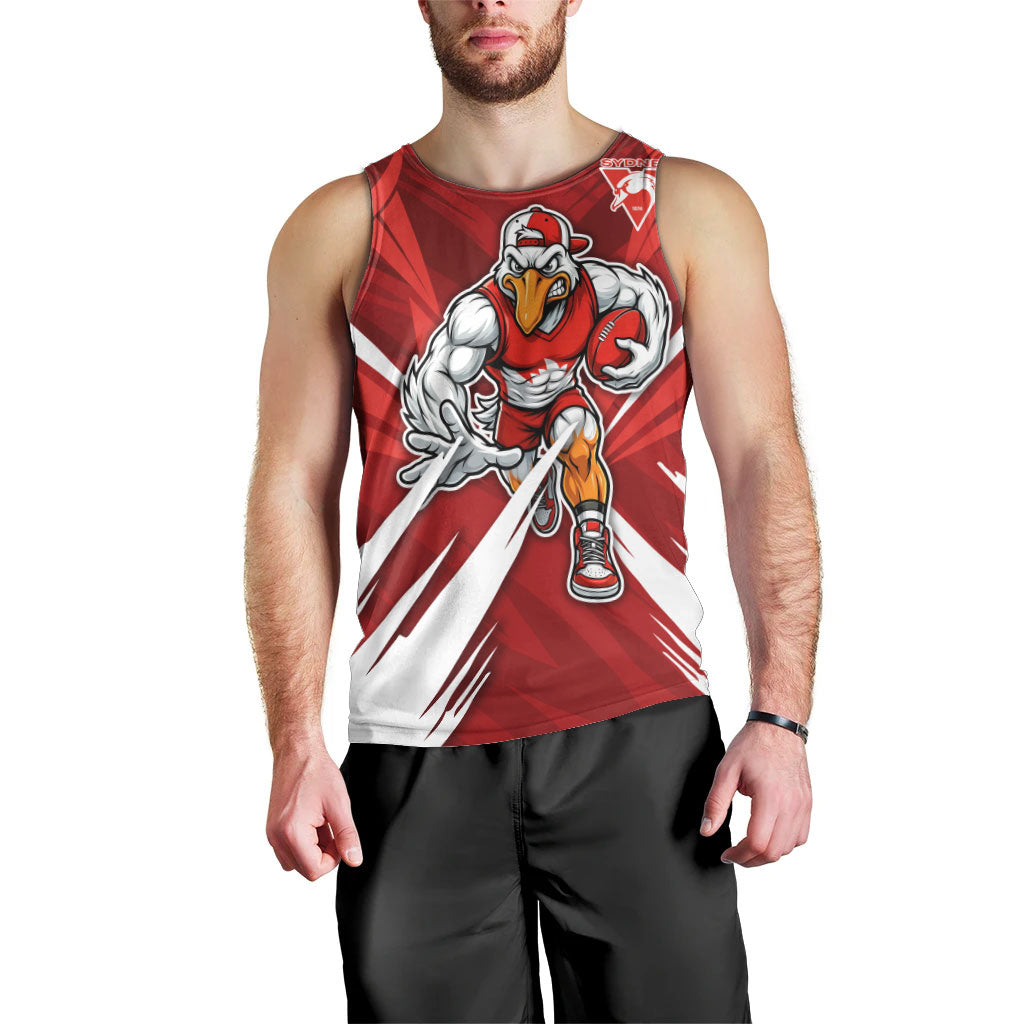 Sydney Swans Australian Football Men Tank Top Muscular Swan Mascot - Bold Team Colors