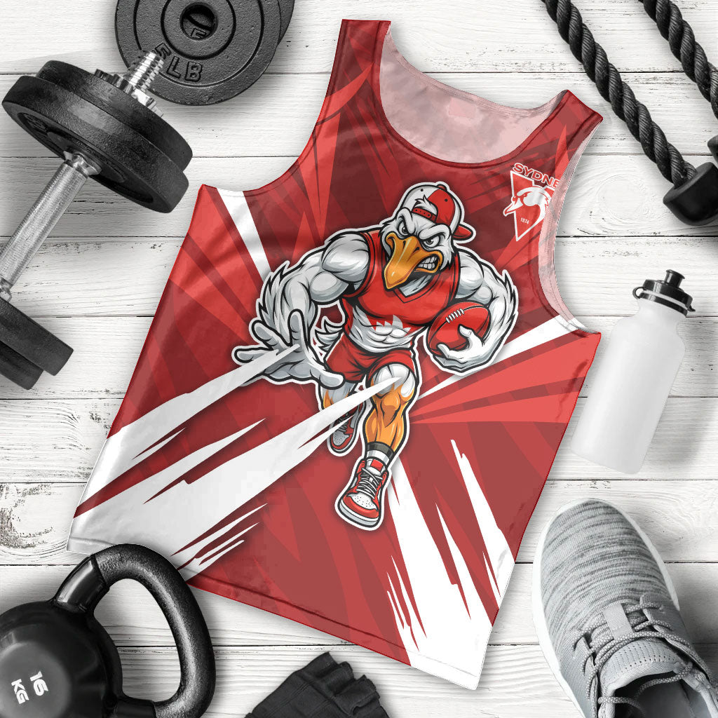 Sydney Swans Australian Football Men Tank Top Muscular Swan Mascot - Bold Team Colors