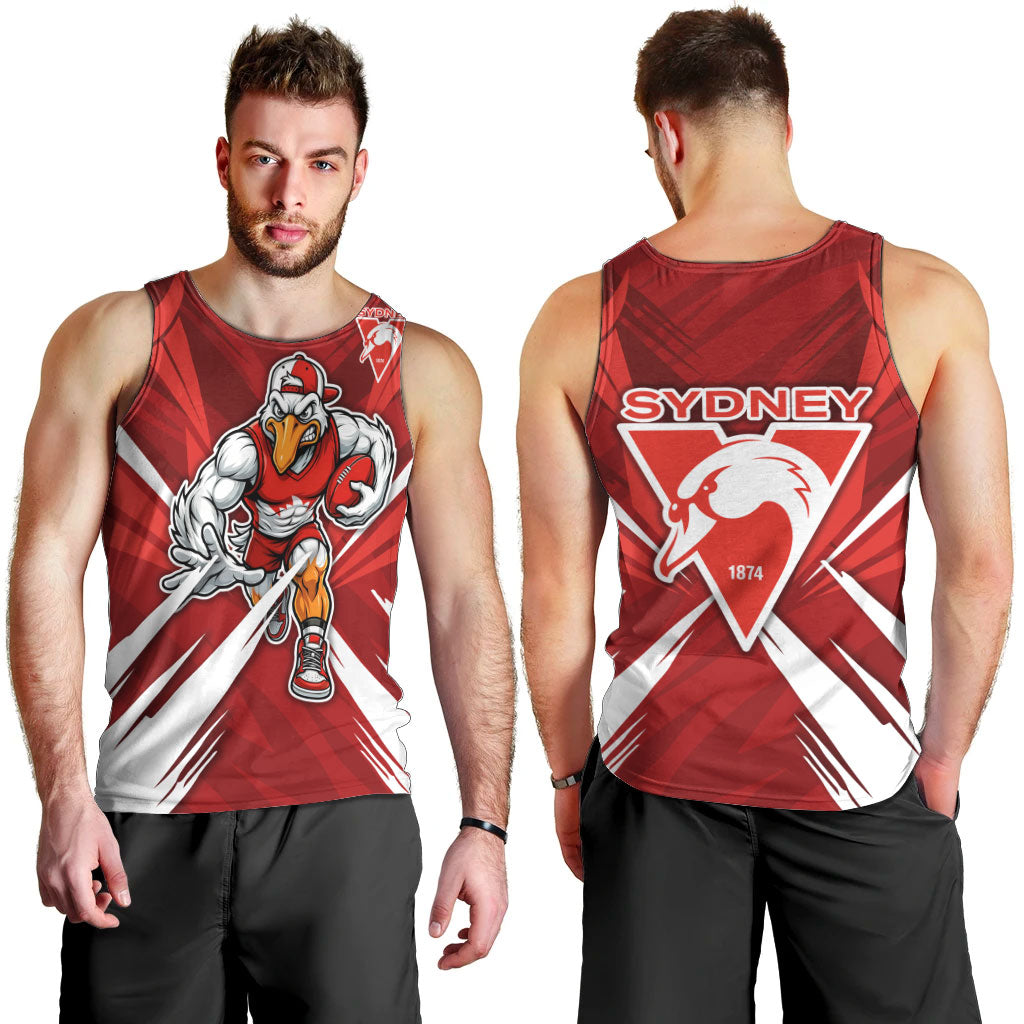 Sydney Swans Australian Football Men Tank Top Muscular Swan Mascot - Bold Team Colors