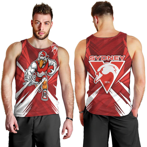 Sydney Swans Australian Football Men Tank Top Muscular Swan Mascot - Bold Team Colors