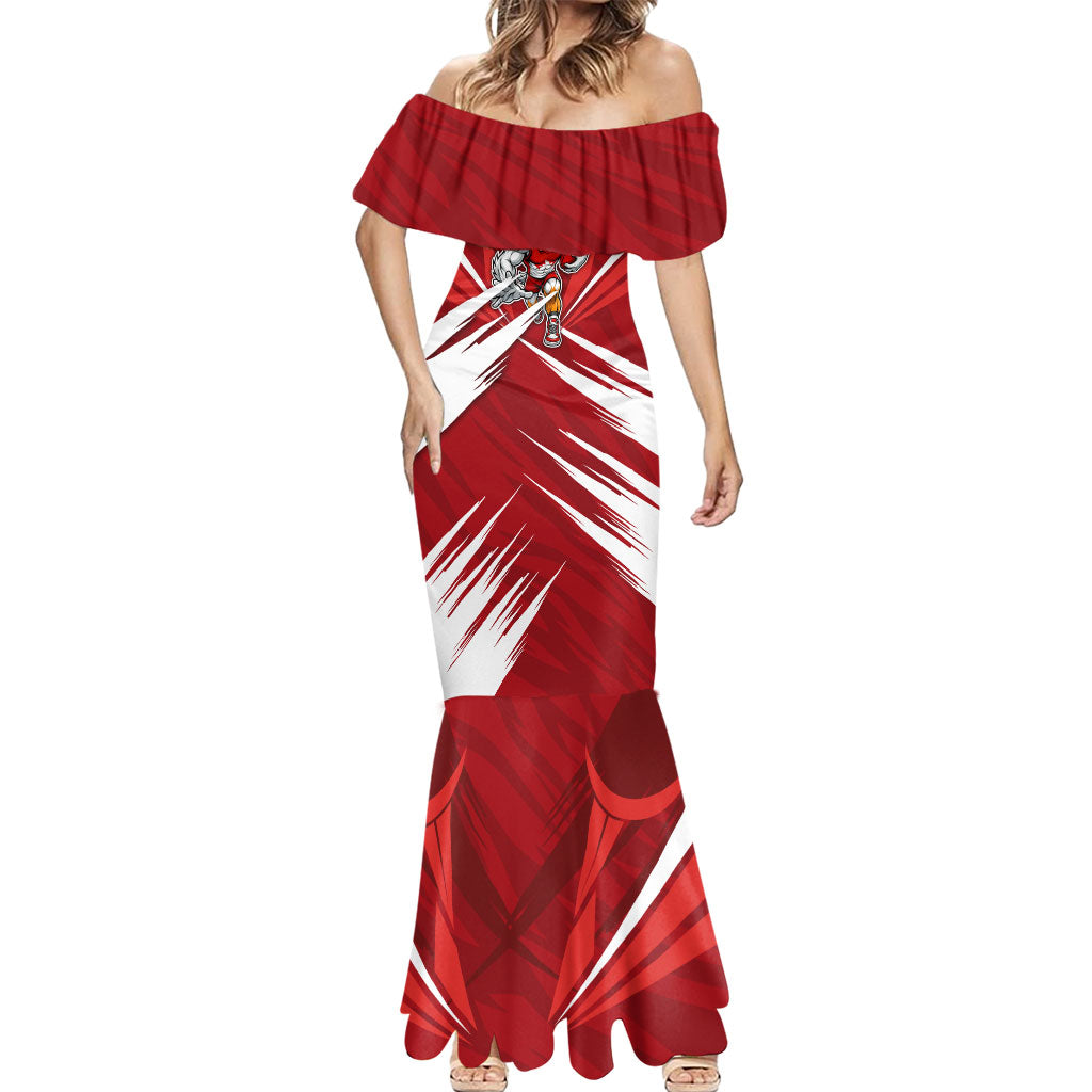 Sydney Swans Australian Football Mermaid Dress Muscular Swan Mascot - Bold Team Colors