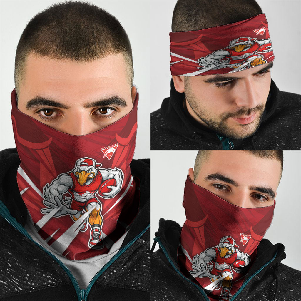 Sydney Swans Australian Football Neck Gaiter Muscular Swan Mascot - Bold Team Colors