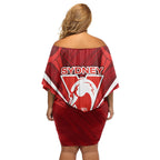 Sydney Swans Australian Football Off Shoulder Short Dress Muscular Swan Mascot - Bold Team Colors