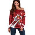 Sydney Swans Australian Football Off Shoulder Sweater Muscular Swan Mascot - Bold Team Colors