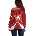 Sydney Swans Australian Football Off Shoulder Sweater Muscular Swan Mascot - Bold Team Colors