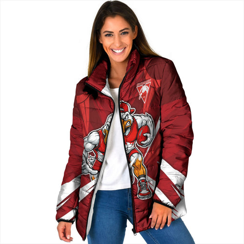 Sydney Swans Australian Football Padded Jacket Muscular Swan Mascot - Bold Team Colors