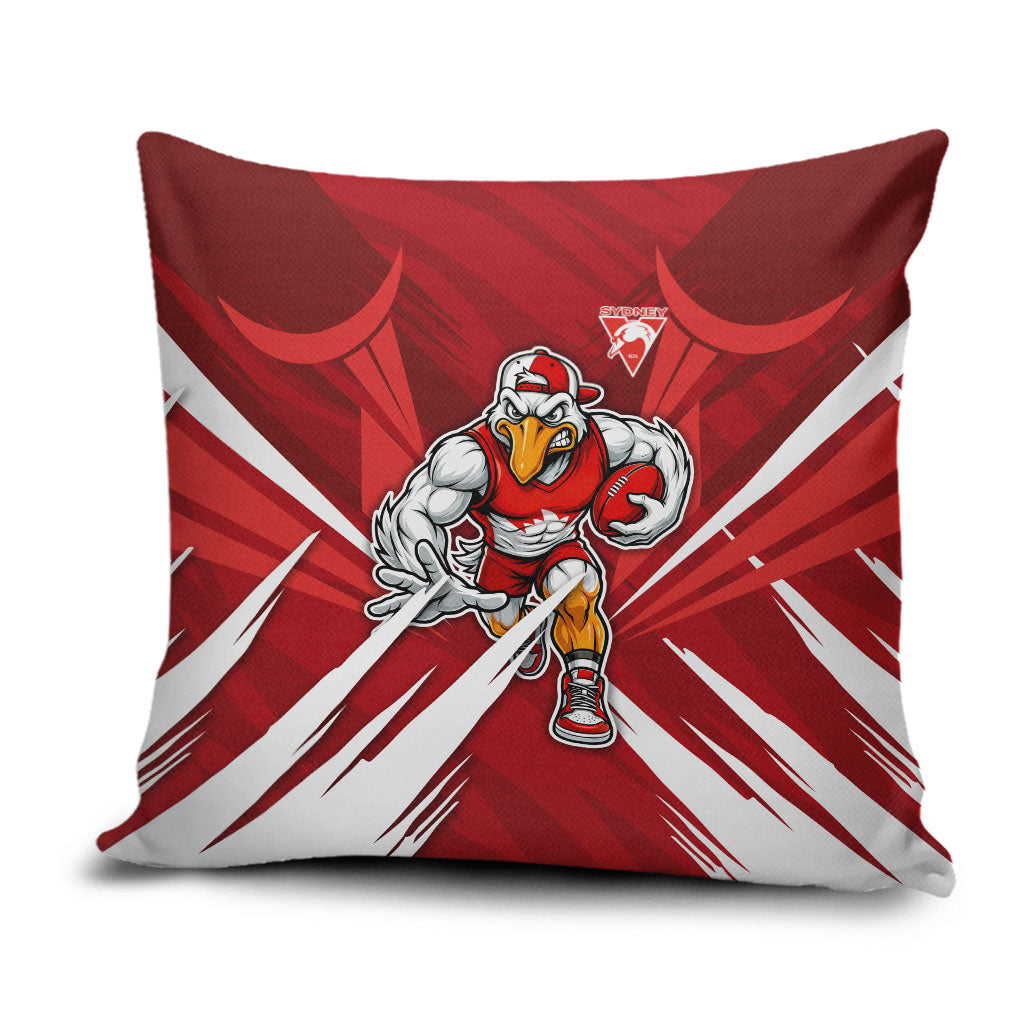 Sydney Swans Australian Football Pillow Cover Muscular Swan Mascot - Bold Team Colors