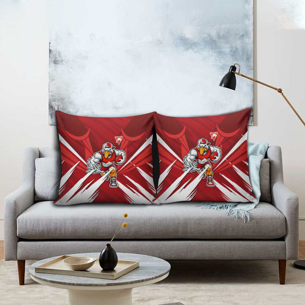 Sydney Swans Australian Football Pillow Cover Muscular Swan Mascot - Bold Team Colors