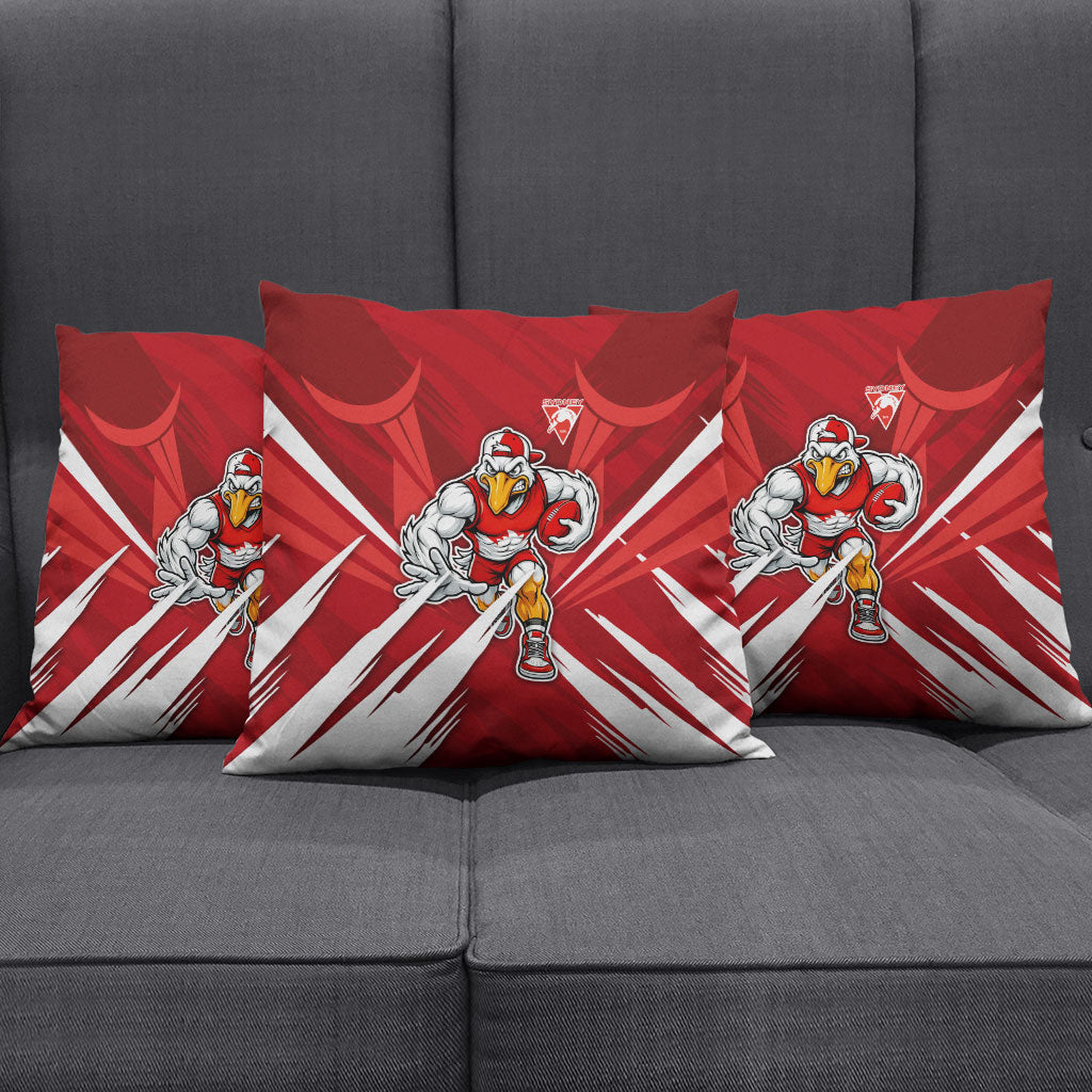 Sydney Swans Australian Football Pillow Cover Muscular Swan Mascot - Bold Team Colors