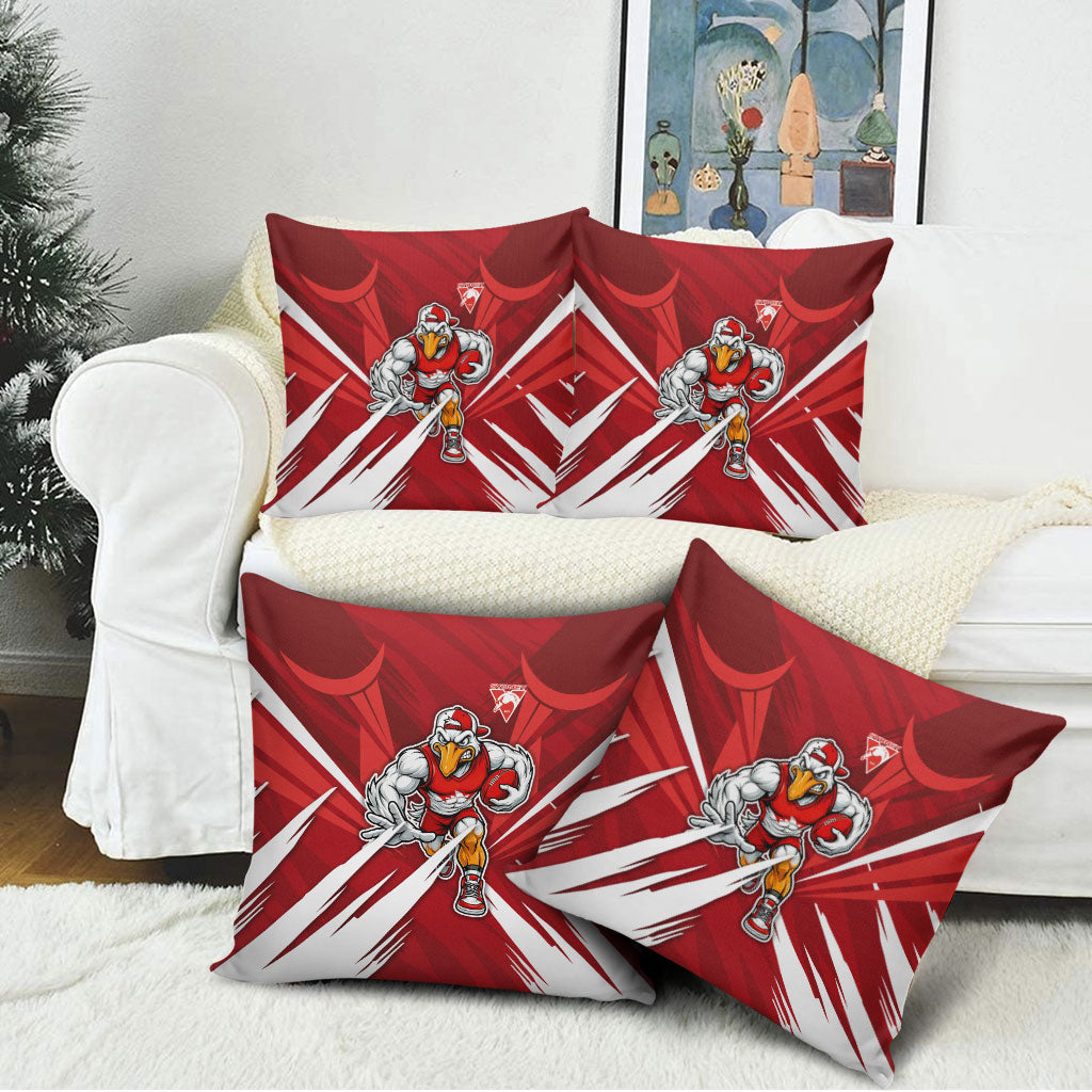 Sydney Swans Australian Football Pillow Cover Muscular Swan Mascot - Bold Team Colors