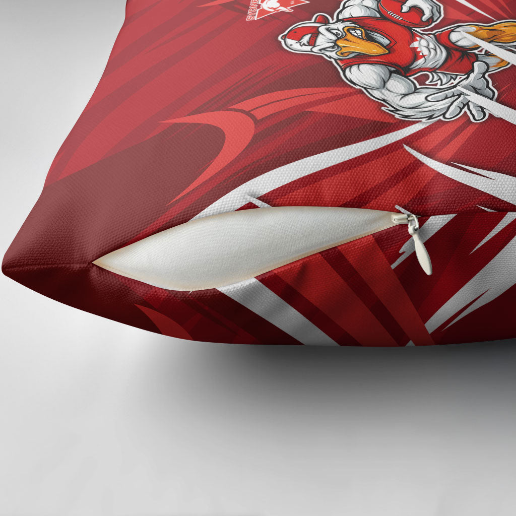 Sydney Swans Australian Football Pillow Cover Muscular Swan Mascot - Bold Team Colors