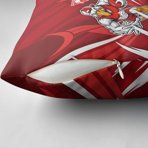Sydney Swans Australian Football Pillow Cover Muscular Swan Mascot - Bold Team Colors