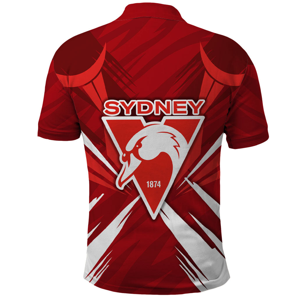 Sydney Swans Australian Football Polo Shirt Muscular Swan Mascot - Bold Team Colors