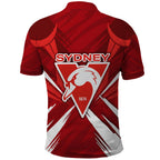 Sydney Swans Australian Football Polo Shirt Muscular Swan Mascot - Bold Team Colors