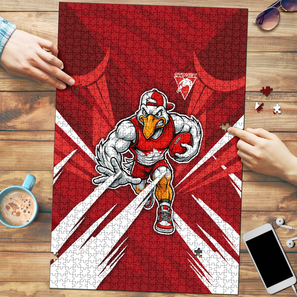 Sydney Swans Australian Football Puzzle Muscular Swan Mascot - Bold Team Colors