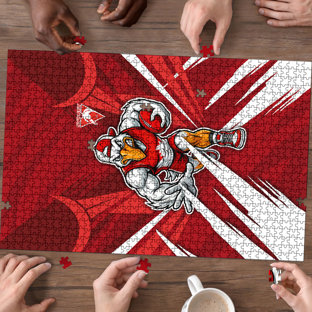 Sydney Swans Australian Football Puzzle Muscular Swan Mascot - Bold Team Colors