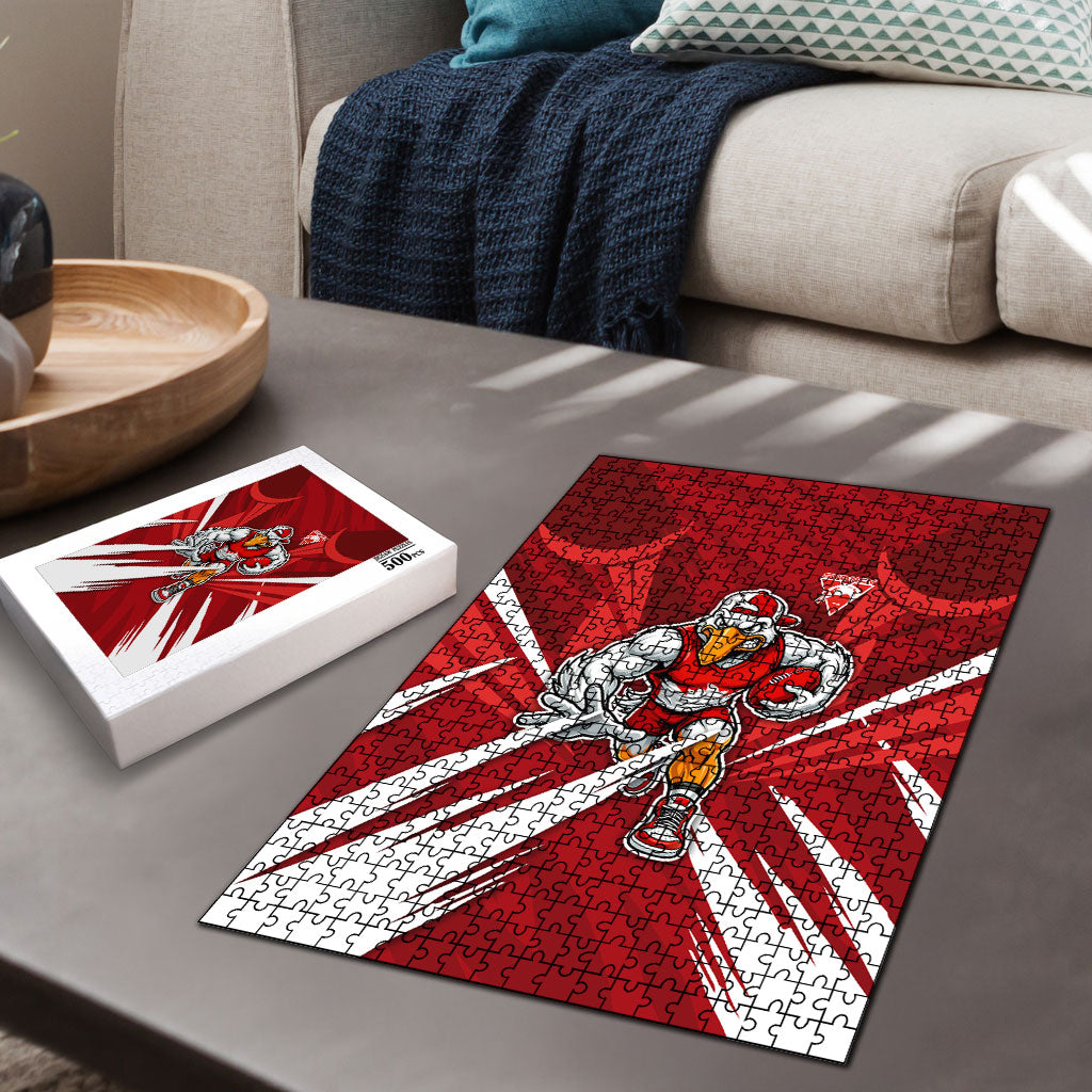 Sydney Swans Australian Football Puzzle Muscular Swan Mascot - Bold Team Colors