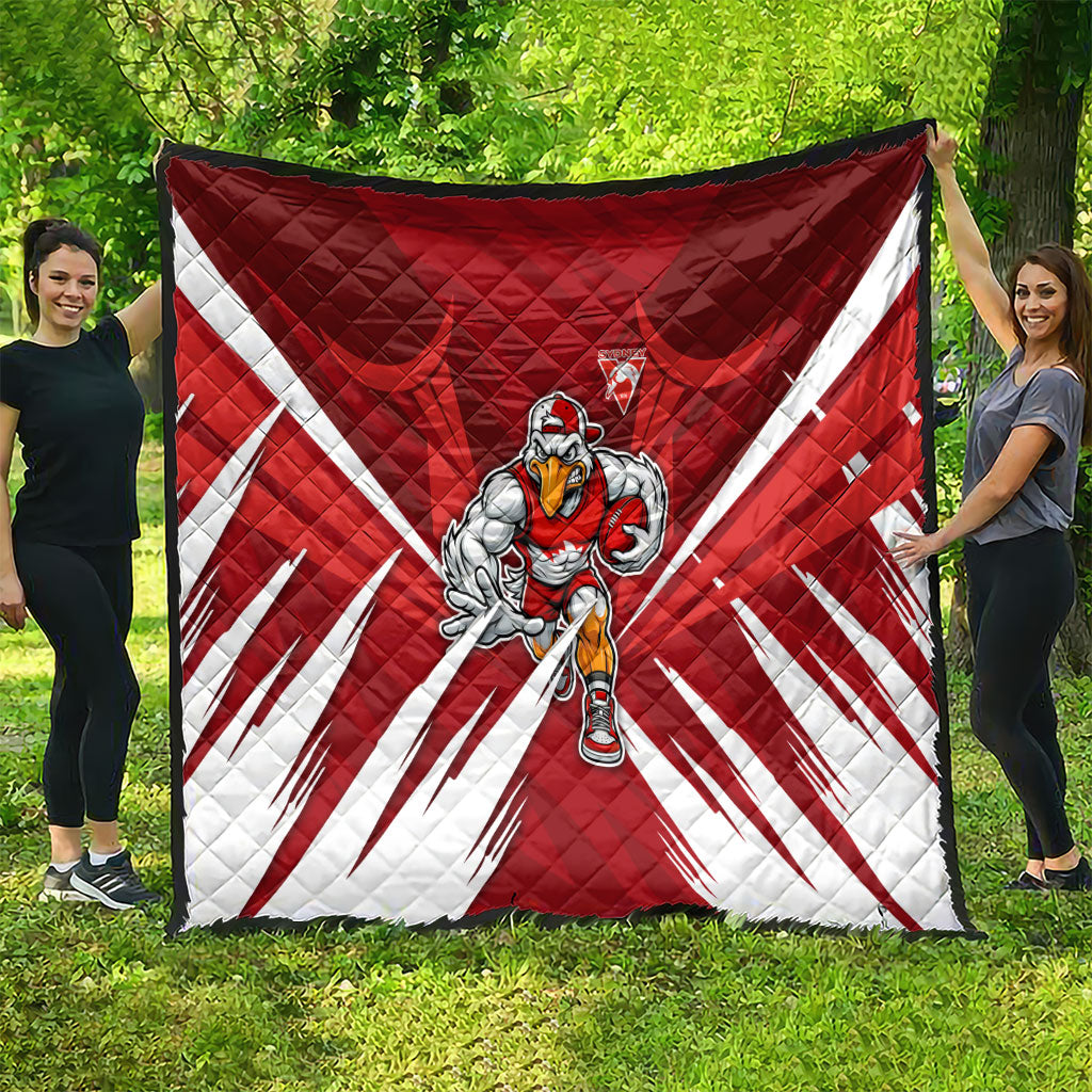 Sydney Swans Australian Football Quilt Muscular Swan Mascot - Bold Team Colors
