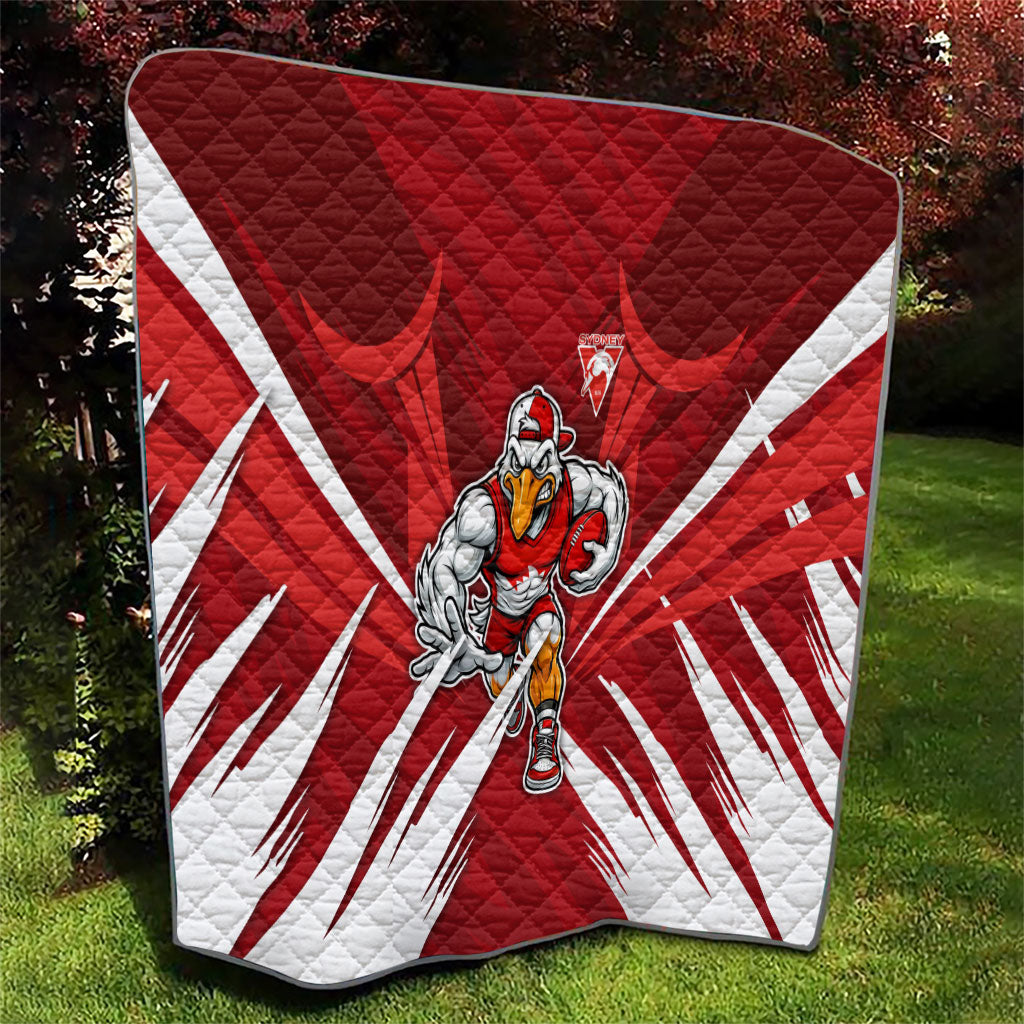 Sydney Swans Australian Football Quilt Muscular Swan Mascot - Bold Team Colors