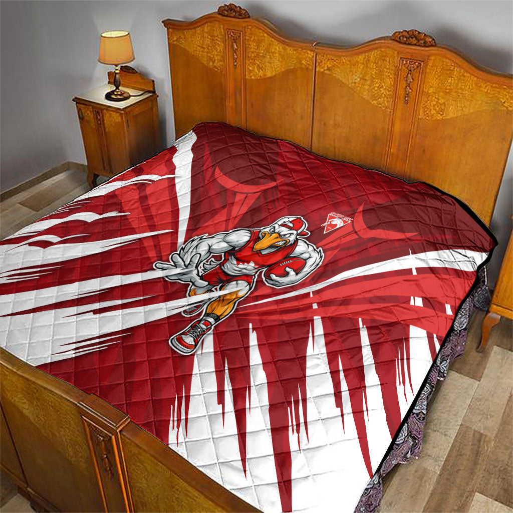Sydney Swans Australian Football Quilt Muscular Swan Mascot - Bold Team Colors