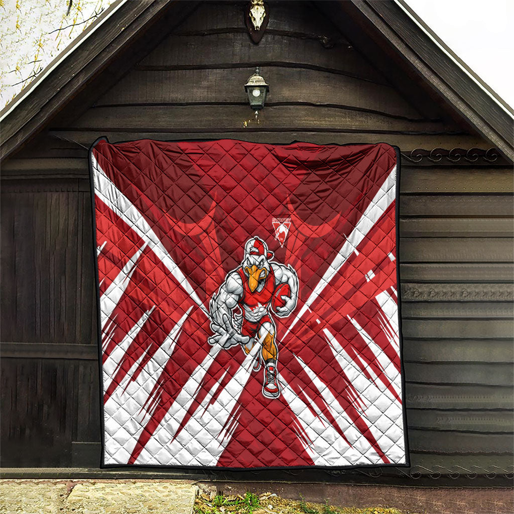 Sydney Swans Australian Football Quilt Muscular Swan Mascot - Bold Team Colors