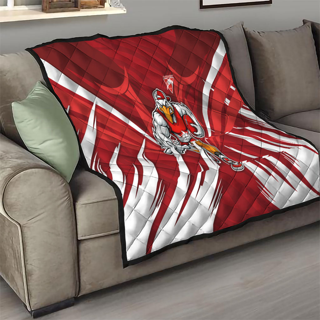 Sydney Swans Australian Football Quilt Muscular Swan Mascot - Bold Team Colors
