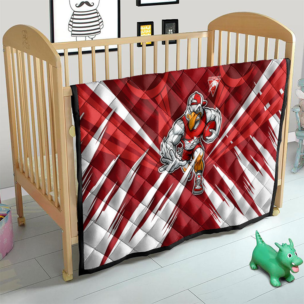 Sydney Swans Australian Football Quilt Muscular Swan Mascot - Bold Team Colors
