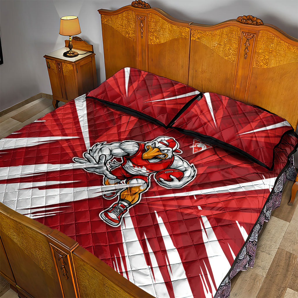 Sydney Swans Australian Football Quilt Bed Set Muscular Swan Mascot - Bold Team Colors