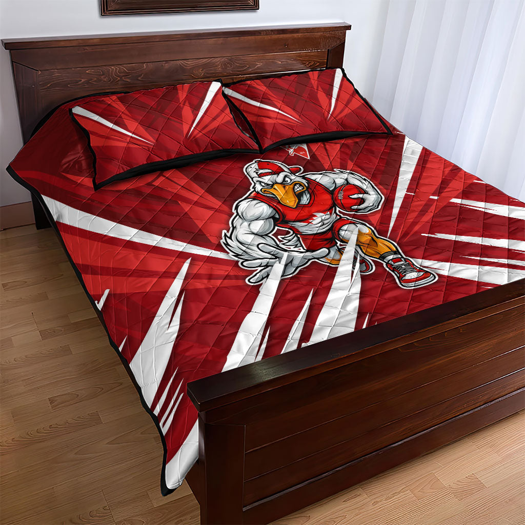 Sydney Swans Australian Football Quilt Bed Set Muscular Swan Mascot - Bold Team Colors