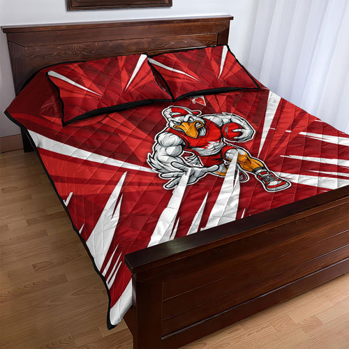 Sydney Swans Australian Football Quilt Bed Set Muscular Swan Mascot - Bold Team Colors