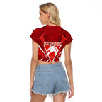 Sydney Swans Australian Football Raglan Cropped T Shirt Muscular Swan Mascot - Bold Team Colors