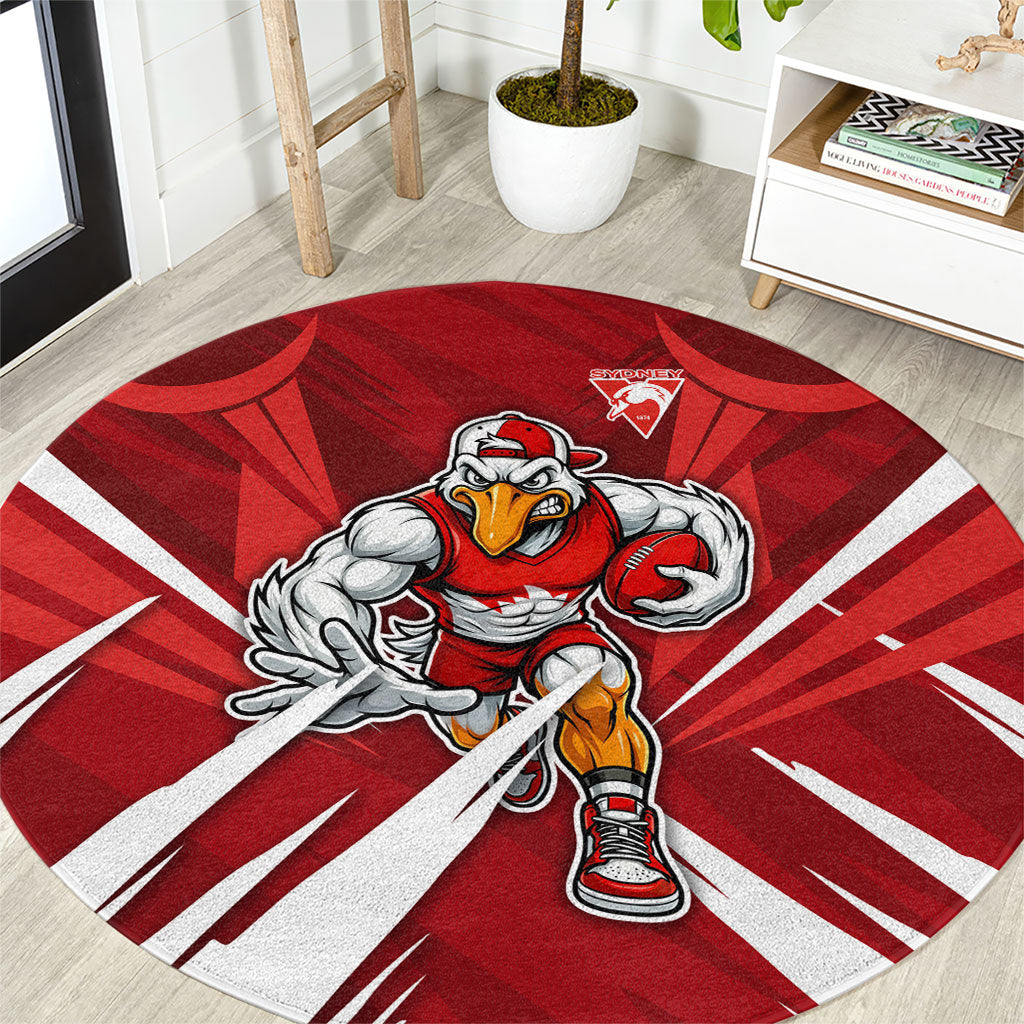 Sydney Swans Australian Football Round Carpet Muscular Swan Mascot - Bold Team Colors