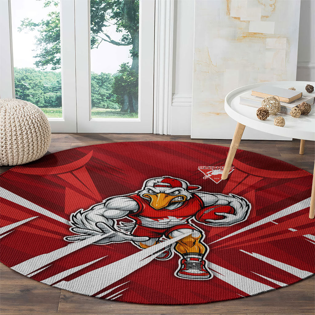 Sydney Swans Australian Football Round Carpet Muscular Swan Mascot - Bold Team Colors