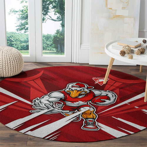 Sydney Swans Australian Football Round Carpet Muscular Swan Mascot - Bold Team Colors