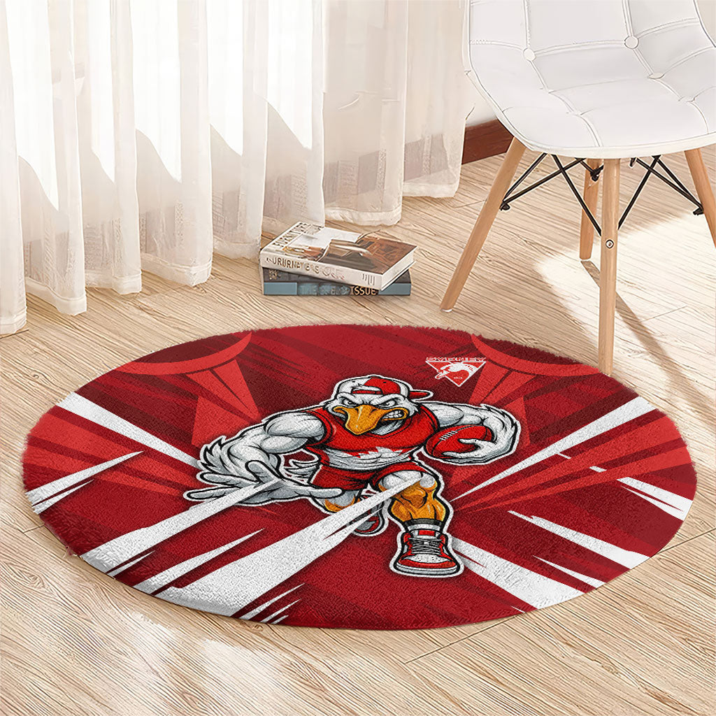 Sydney Swans Australian Football Round Carpet Muscular Swan Mascot - Bold Team Colors
