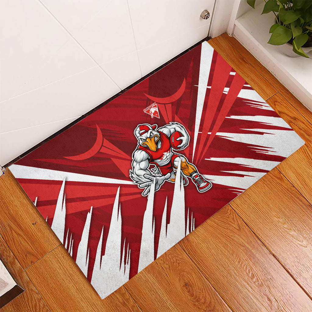 Sydney Swans Australian Football Rubber Doormat Muscular Swan Mascot - Bold Team Colors