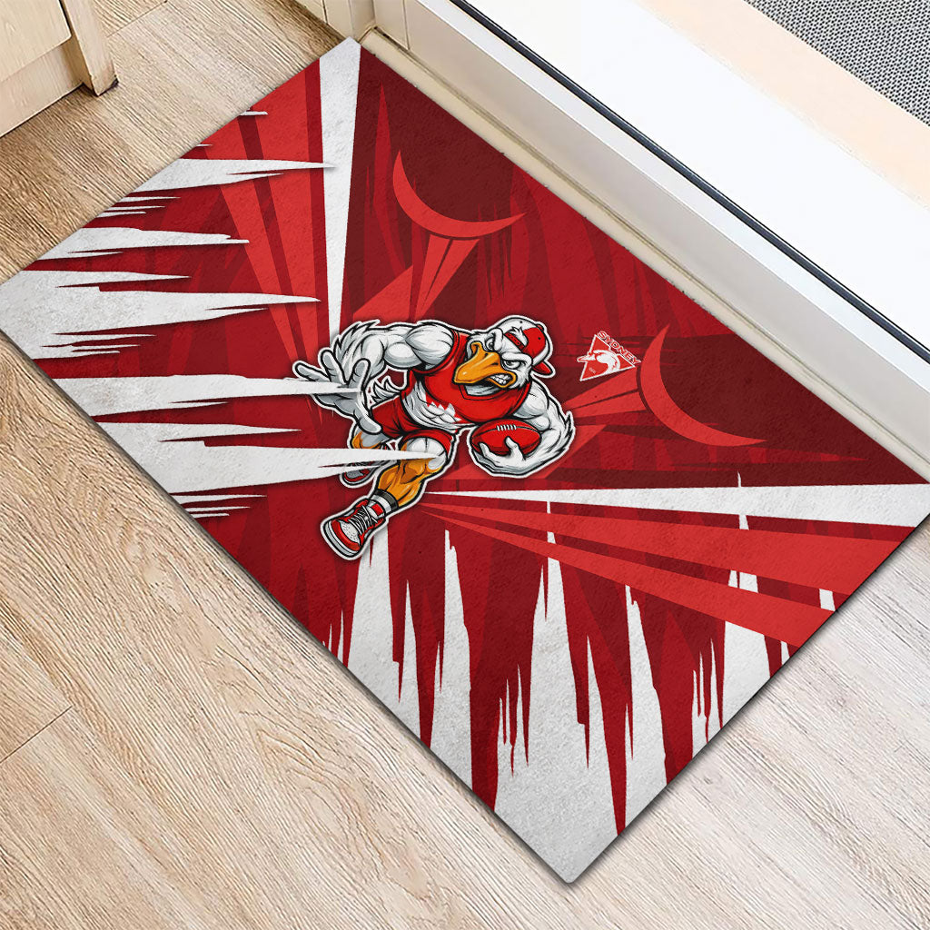 Sydney Swans Australian Football Rubber Doormat Muscular Swan Mascot - Bold Team Colors
