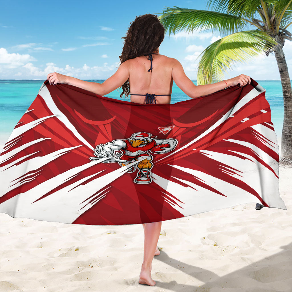 Sydney Swans Australian Football Sarong Muscular Swan Mascot - Bold Team Colors