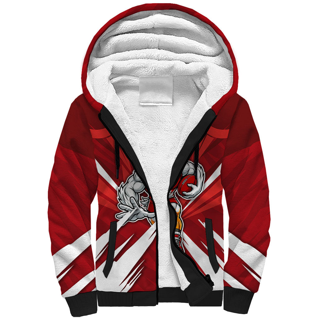 Sydney Swans Australian Football Sherpa Hoodie Muscular Swan Mascot - Bold Team Colors